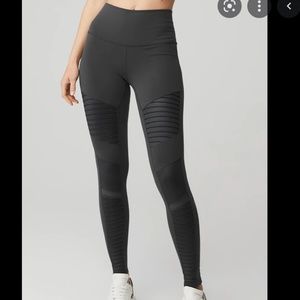 Alo Yoga Grey High-Waist Moto Leggings